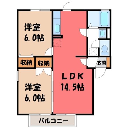 雀宮駅 バス10分  南町北下車：停歩10分 1階の物件間取画像